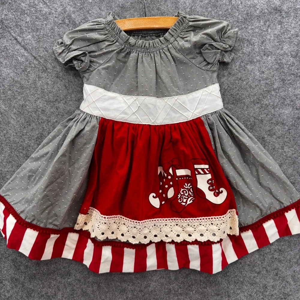 Persnickety Girls Dress Legging Headband Set Size 6-12M Red Christmas Stocking‎